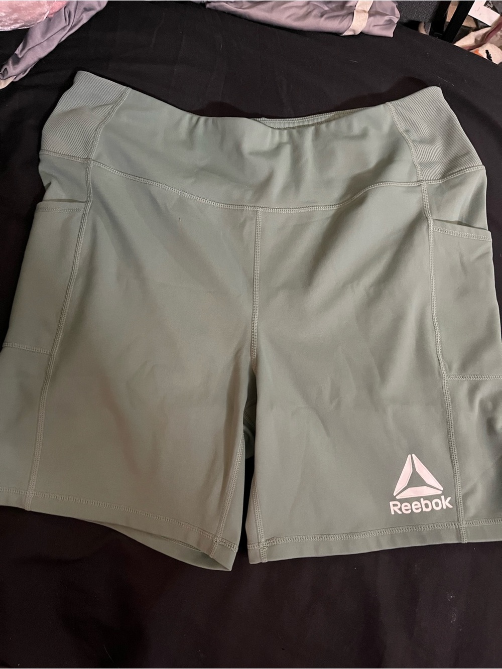 Reebok Women's Sage Green Athletic Pocket Shorts